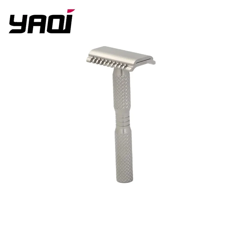 YAQI Ghost 90DC Lightweight Safety Razor Titanium Handle Cross Grain Pattern Wet Shave Tools
