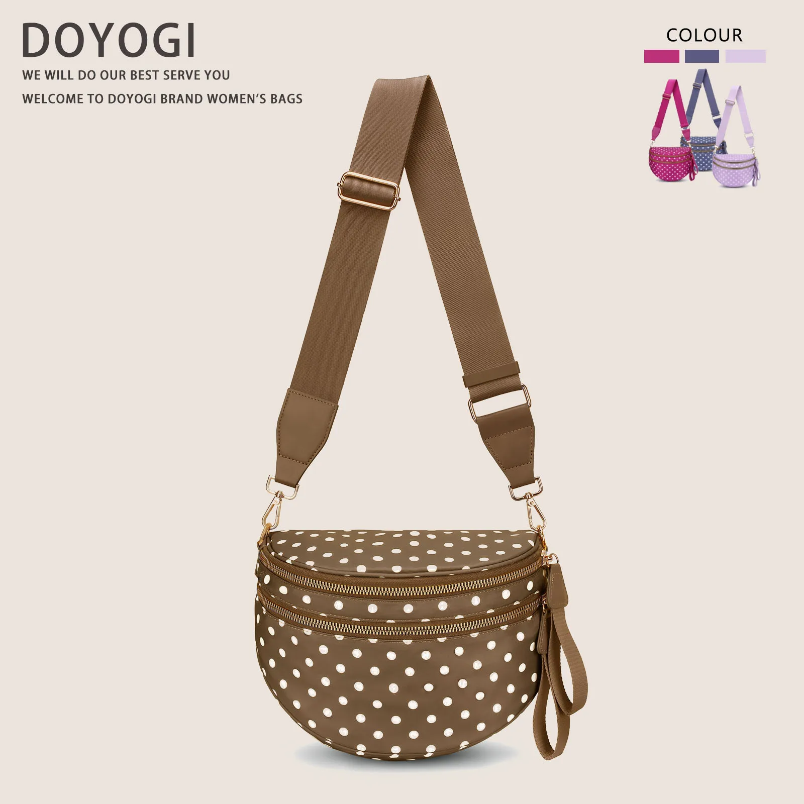 

DOYOGI Women'S Large Capacity Crossbody Bag - Elegant Nylon Saddle Bag with Removable Strap