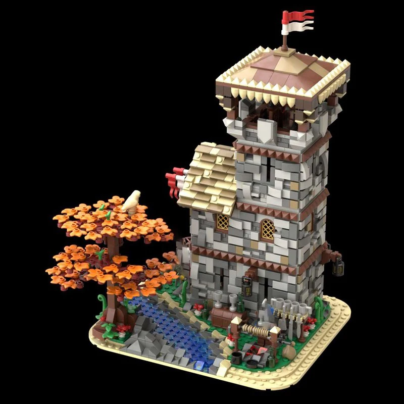 Moc اللبنات منزل حراسة القرون الوسطى عن طريق النهر الإصدار 2.0 نموذج لتقوم بها بنفسك تجميع لعبة البناء هدايا عيد الميلاد