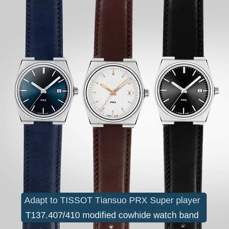 

High-quality Watch Strap For Tissot 1853 Super player PRX T137.410/407 cowhide watch Band Male Interface 12mm Men Bracelet