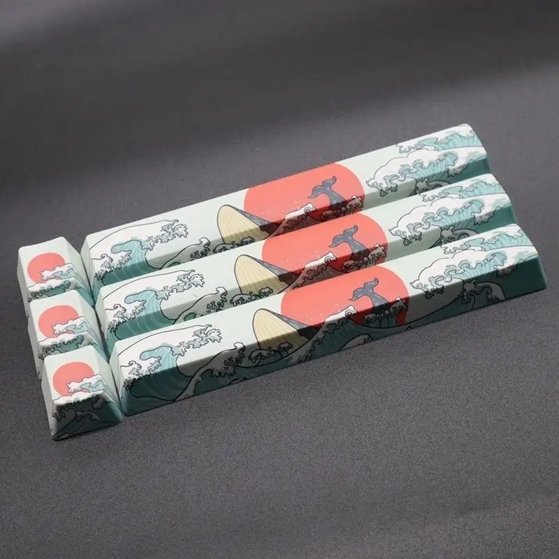 

652F 2Pcs Coral Sea Keycaps PBT Five Sides Dye-Subbed Spacebar 6.25U OEM Profile Space Bar Keycap for DIY Mechanical Keyboard