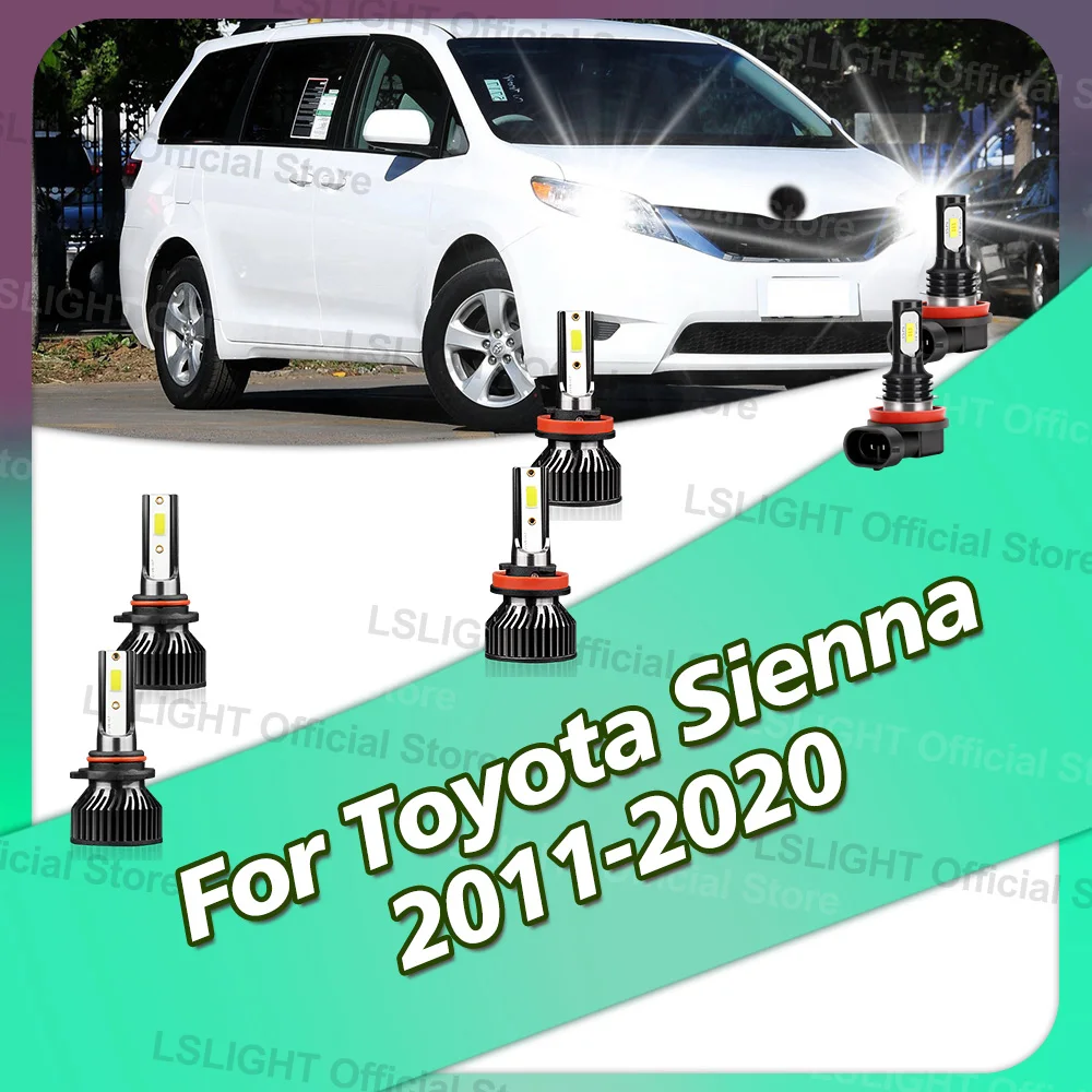 2/6x Turbo 20000LM LED Headlights 6000K Car Fog Bulbs For Toyota Sienna 2011-2020 2012 2013 2014 2015 2016 2017 2018 2019