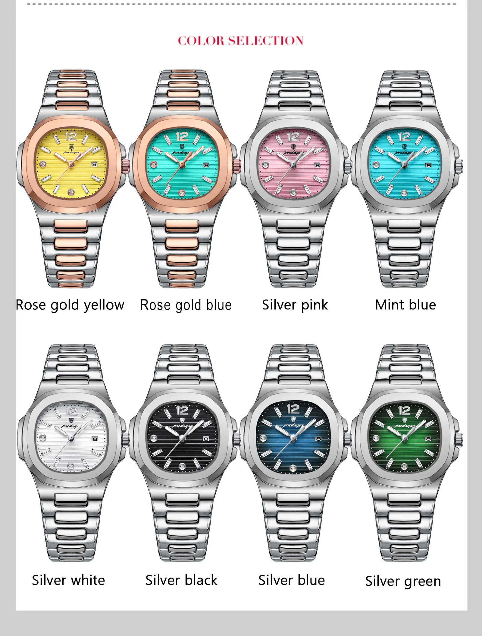 POEDAGAR Platz Mode Frau Armbanduhr Leuchtende Wasserdichte Datum Damen Uhr Luxus Hohe Qualität Quarz frauen Uhren Reloj – Detail 7