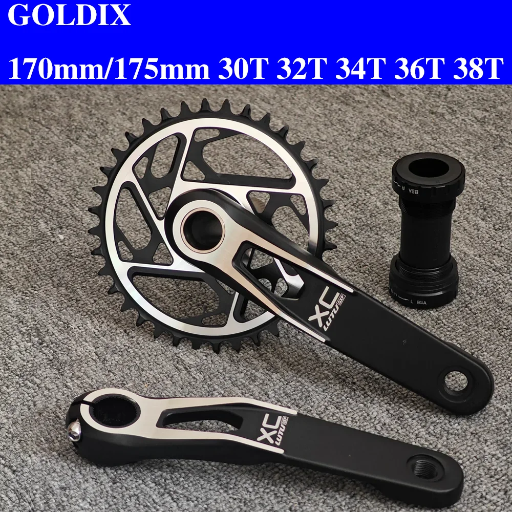 

GOLDIX mountain bike crank chain wheel set, fixed with 3 screws, leg length 170mm/175mm offset 0 degrees 30T 32T 34T 36T 38T