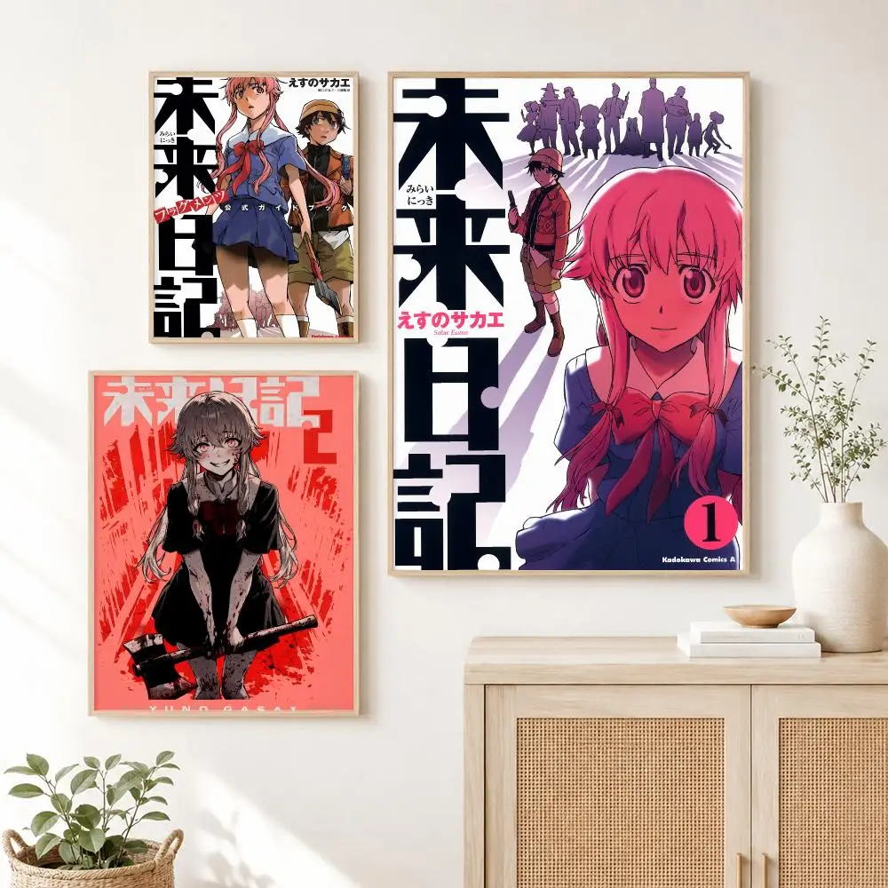 Classic Anime Classic AnimeF-Future Diary  Poster Poster Self Adhesive Wall Art Decor for Bedroom Living Room Office Home