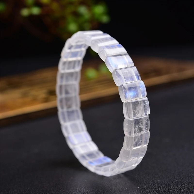

Natural Blue Moon Stone Bangle Women Reiki Healing Fengshui Lucky Bangles Women Hoilday Gift 1PCS 7X11MM