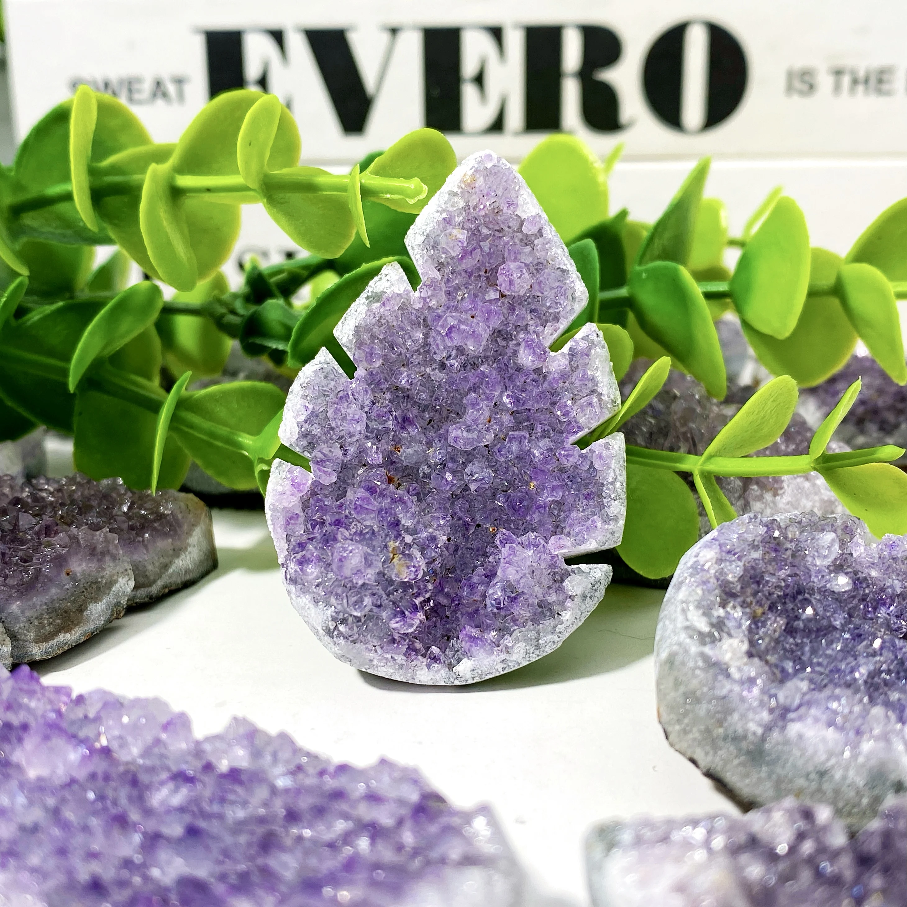 عشوائي 1 قطعة عالية الجودة جمشت العنقودية ورقة الديكور الكريستال الطبيعي الحجر الخام ، هدية عيد ميلاد ، المشهد الديكور.