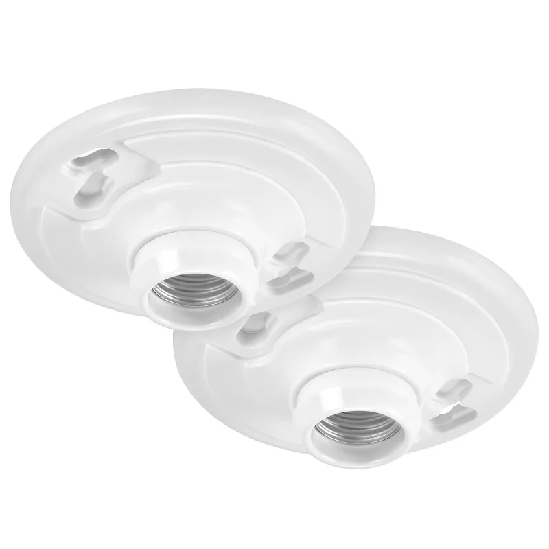 

Maxxima Keyless Plastic Lamp Holder - One-Piece Medium Base, E26 Socket Outlet Box Mount, 660W, Ceiling Lighting, Compatible wit