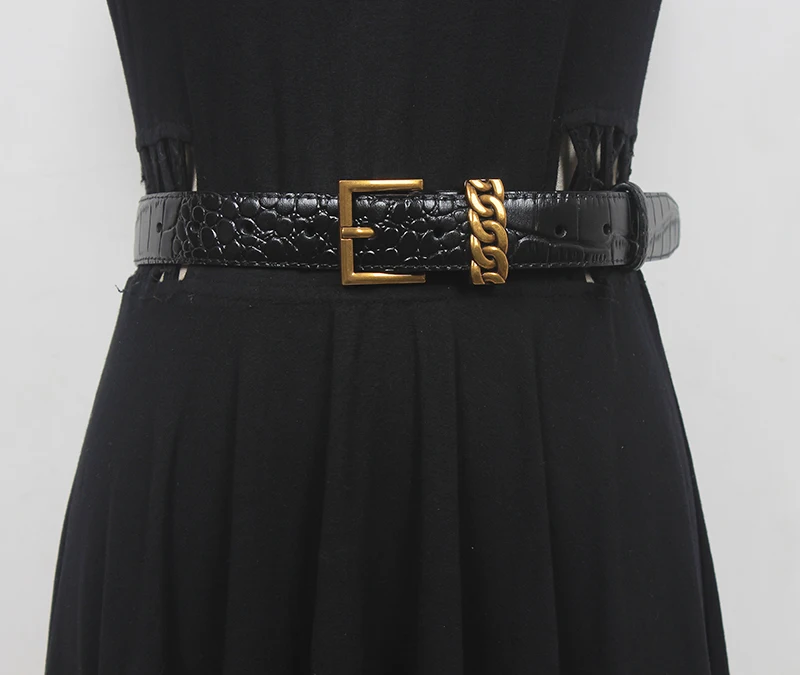 

Women's Runway Fashion Genuine Leather Cummerbunds Female Dress Corsets Waistband Belts Decoration Wide Belt R180