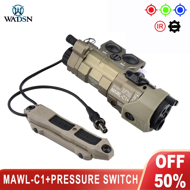 

Wadsn New Real CNC Metal MAWL-C1+Tactical Laser IR Illumination Red Green Blue Laser EC2Eap Aiming Device Remote Pressure Switch