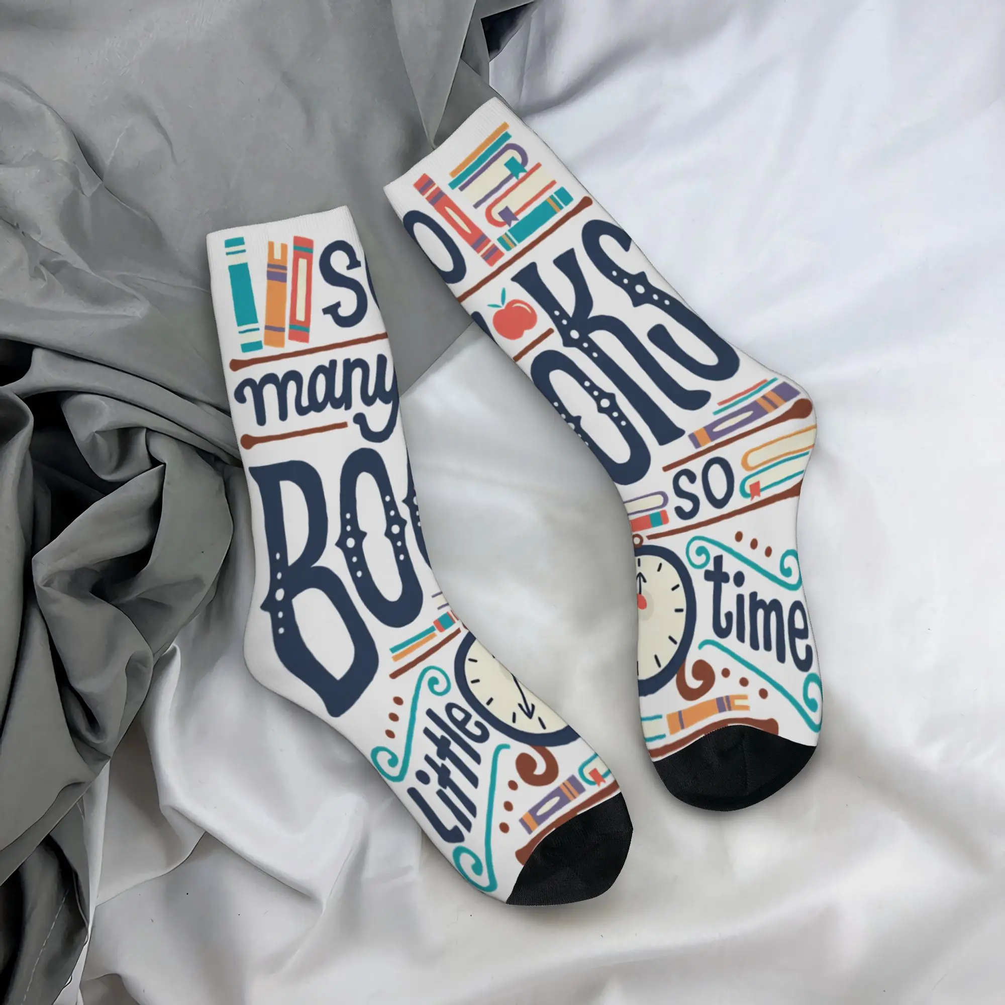 So many books so little time  Theme Design Socks Outfits for Women Cozy Stockings