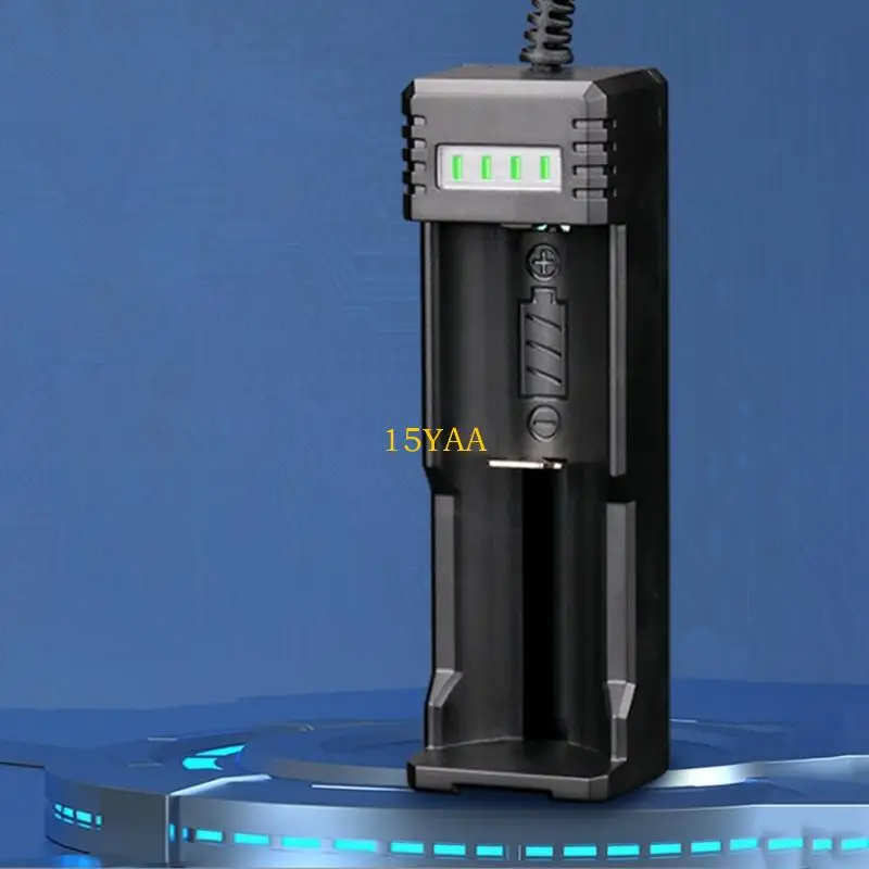 15YA Single Bay 26650/18650 Battery Charging Adapter USB Interfaces ABS Construction