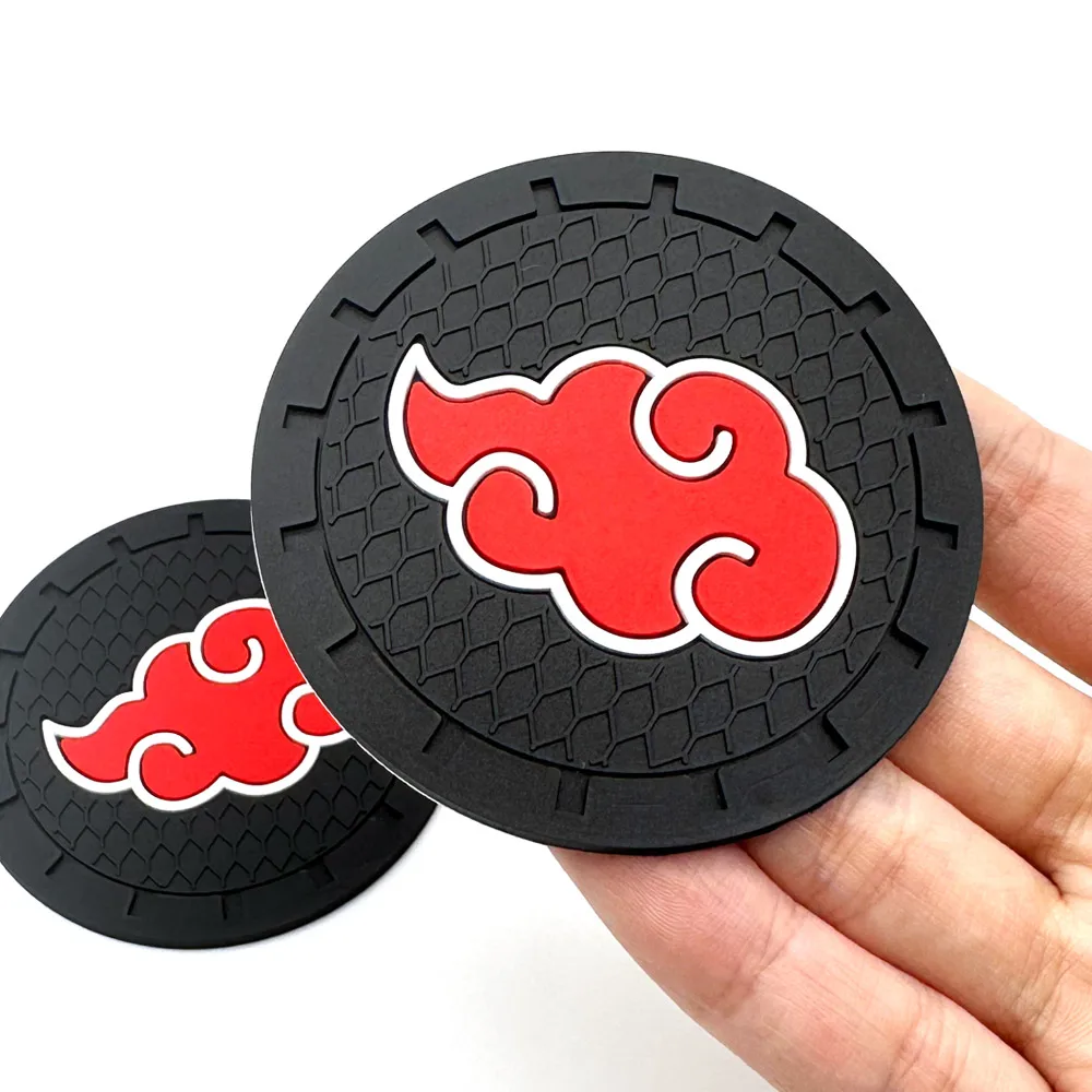 2PCS/LOT 6.6CM Car Anti Slip Mat Coaster Car Water Cup Slot Decorate Accessories Case For Red Cloud Scaling Anime Auto Styling