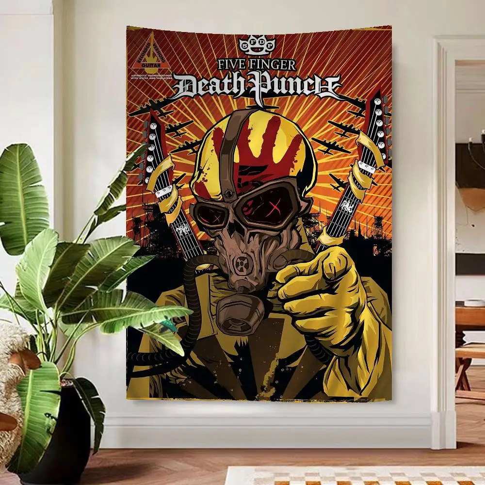 Band F-Five F-Finger Death Punch Anime Tapestry Hippie Flower Wall Carpets Dorm Decor Cheap Hippie Wall Hanging