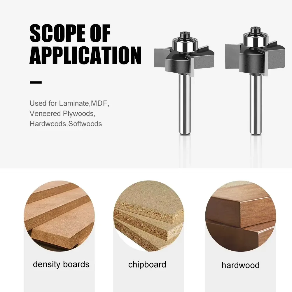 1pc 6mm 1/4 "Shank Three-edge Ball T-milling Router Bit Door Set Begonia Angle Milling Router Bit Woodworking Milling Router Bit