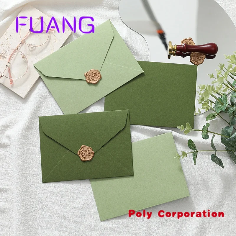 Custom  New Hot Sale Envelope Wedding Custom Paper Envelope Green Wedding Invitation Envelope 5x7 Packaging