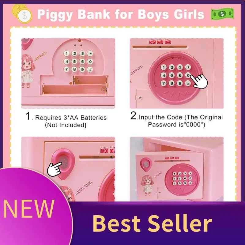 HFES Piggy Bank For Kids,Fingerprint Password Money Saving Box,Coin Bank Money Safe ATM Machine Gift For Birthday