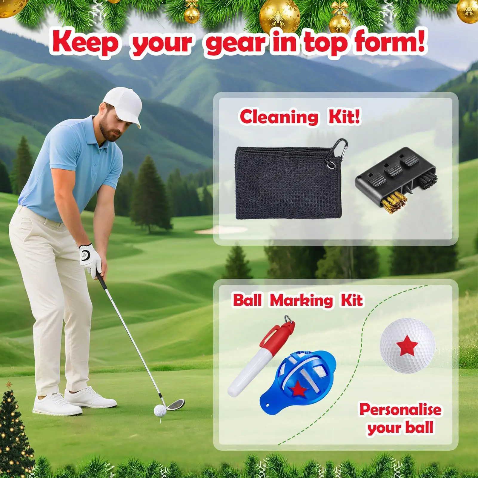 عيد الميلاد العد التنازلي الغولف تحت عنوان 24 يوم الإبداعية التقويم نوادي الغولف كرات تيز بطاقة النتائج للرجال في سن المراهقة الكبار الأولاد الموسمية