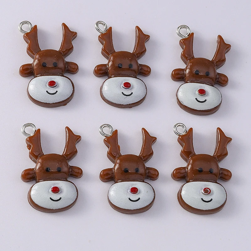 

Duarte 20Pcs/Lot Cartoon Resin Animal Christmas Deer Charms Pendants for Making New Year DIY Earrings Necklaces Jewelry Findings