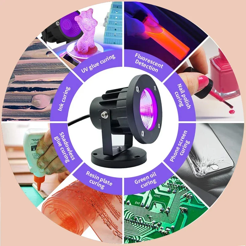 لطيفة 40nm UV LED مصباح مع 1.5 متر التبديل سلك التوصيل ل الأشعة فوق البنفسجية علاج هلام مسمار SLA DLP طابعة ثلاثية الأبعاد 10 واط 30 واط المحمولة الأشعة فوق البنفسجية علاج #4