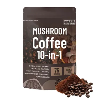Café champignon avec 10 champignons adaptogènes et huile MCT...