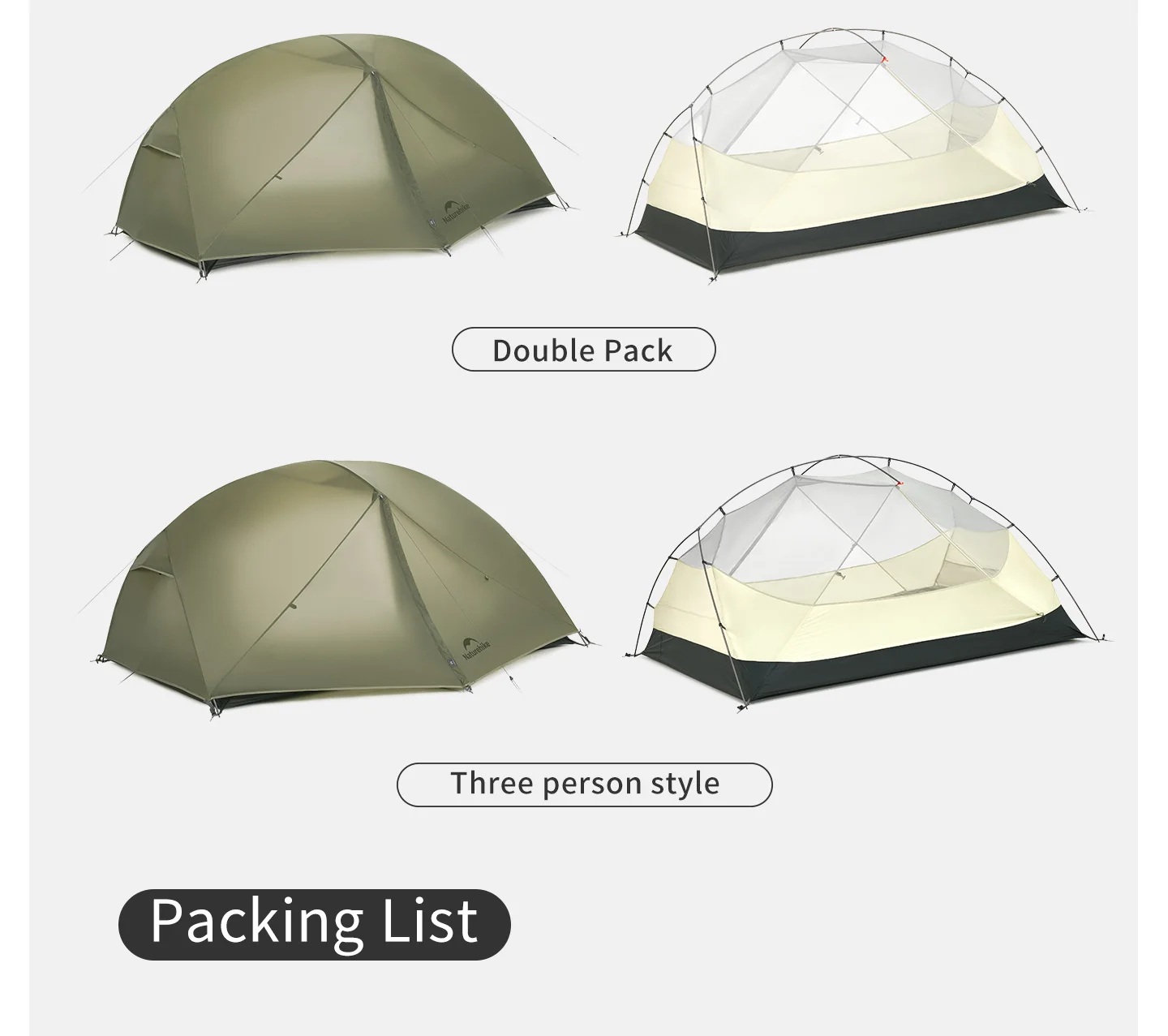 Naturehike Mongar Pro Ultraleichtes 1-2 Personen Zelt 20D Nylon Doppelschicht Wasserdichtes Wander- und Rucksackzelt für 3 Jahreszeiten – Detail 19