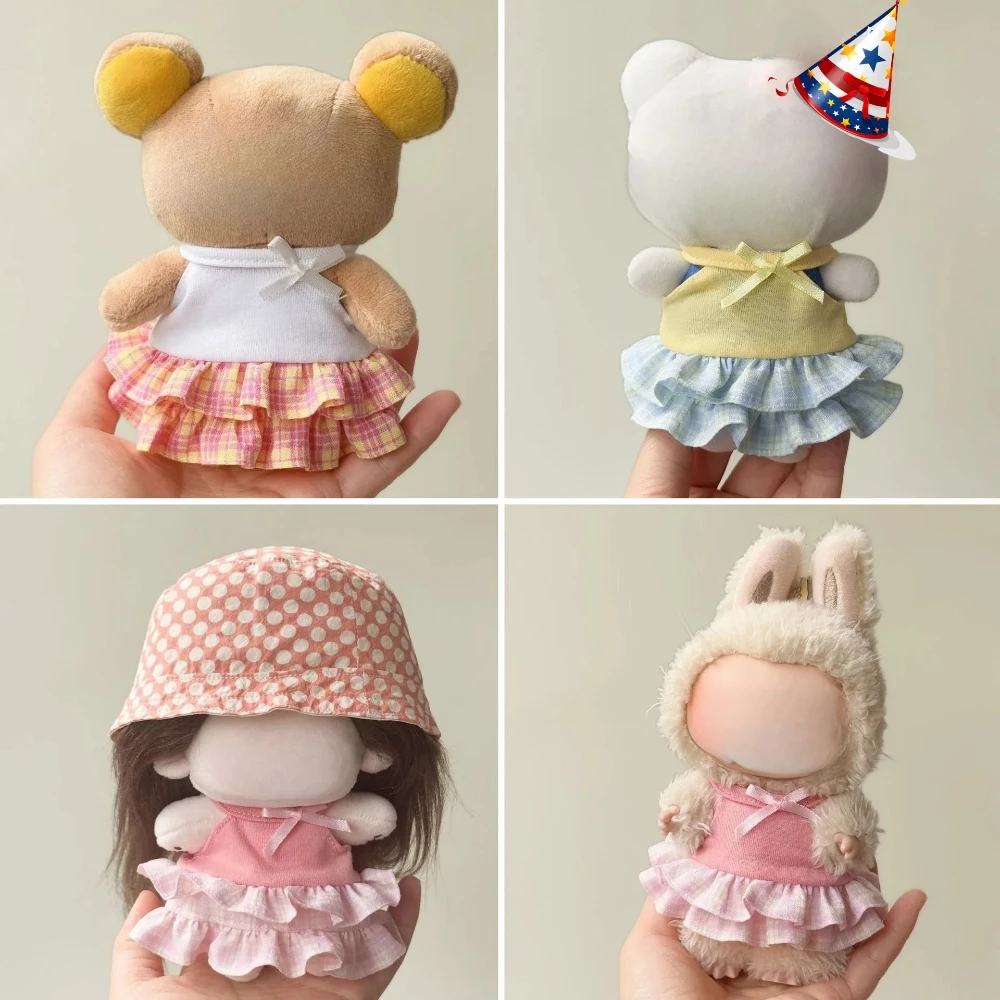 3 Colors Sweetheart Bubble Dress for 10-17cm Plush Doll Summer Party Costume Mini Skirt Stuffed Animal Birthday Gift Outfit 1PC view 3