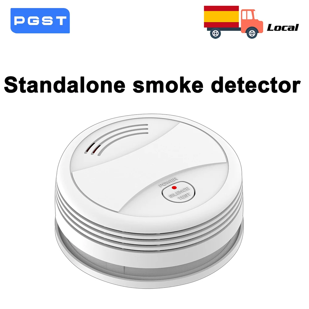 Detector de Humo PGST, Alarma de Incendio Inalámbrica Independiente para el Hogar y la Cocina, Funciona con Batería, con Indicador LED, Certificado CE