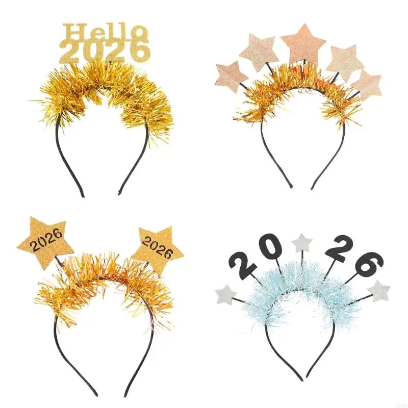 195E Cappello Capodanno Fasce per capelli Accessori per capelli 2026 Fasce Capodanno per donna Uomo Forniture per feste