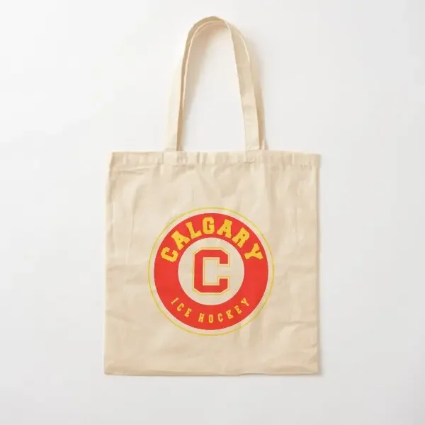 

Calgary Ice Hockey Cotton Canvas Bag Women Reusable Designer Grocery Shoulder Bag Travel Unisex Casual Handbag Foldable Shopper