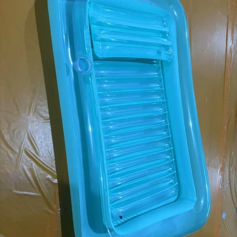 Plastic Inflatable Water Swimming Bed Mattress Float with Pillow PVC Inflatable Tanning Pool Suntan Tub