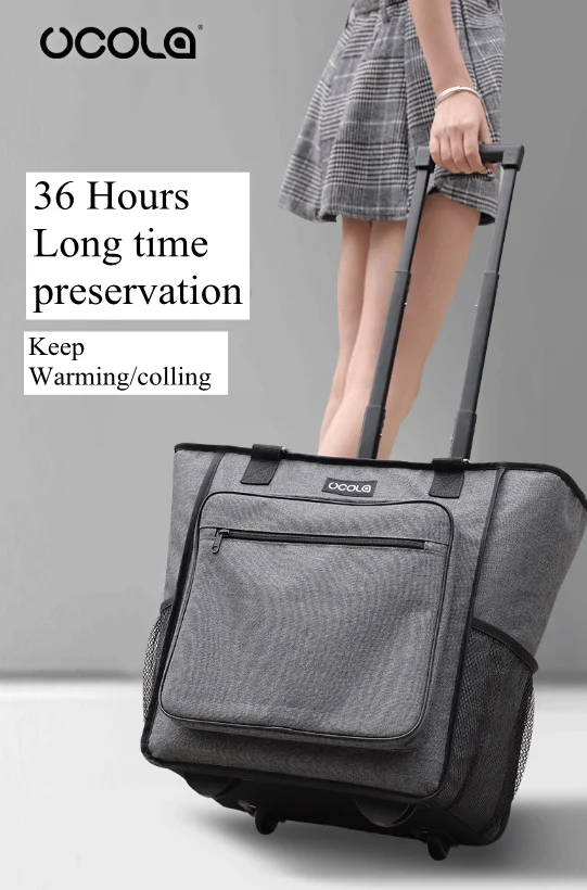 outdoor picnic Bag  Rolling Food refrigerat Insulation bag Insulation trolley bags Thermal Bag Aluminum foil ice Wheeled Bags