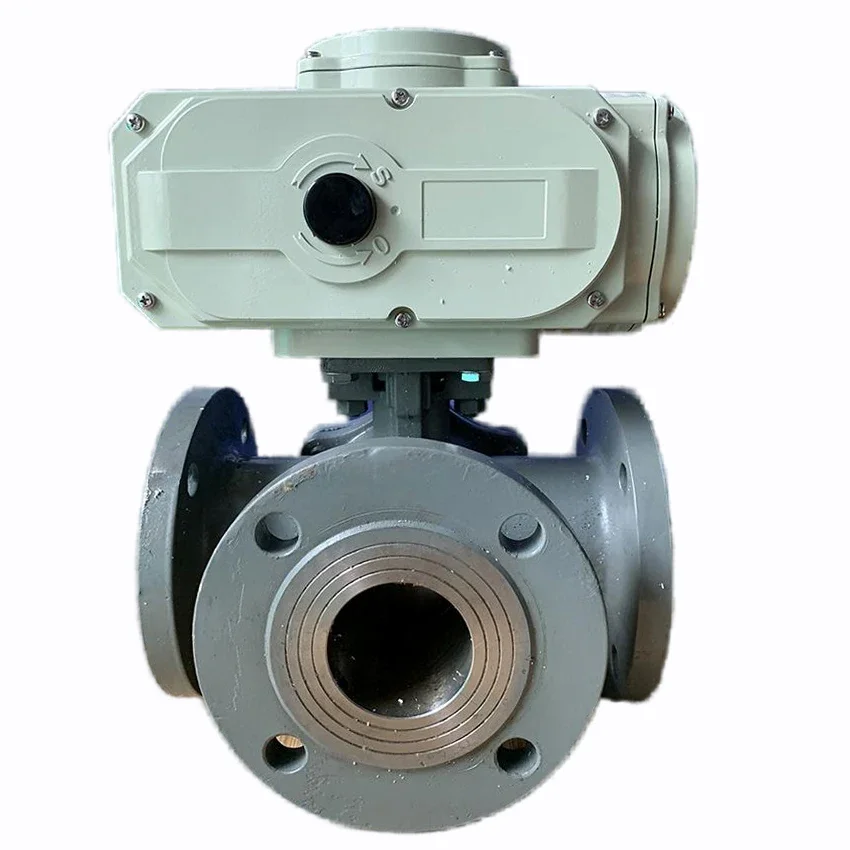 

DN80 3 Way 24V DC Flange casting steel Control Electric Actuator Water Flow Control Motorized 3 Way Ball Valve