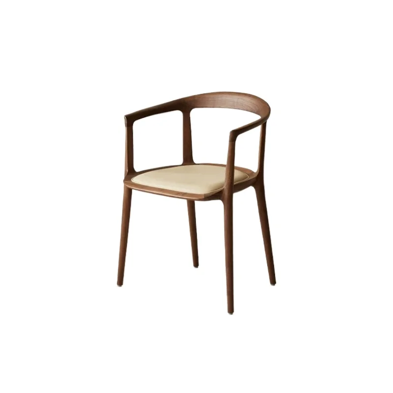LMM Solid Wood Dining Chair Home Modern Simple Armrest Restaurant Back Chair