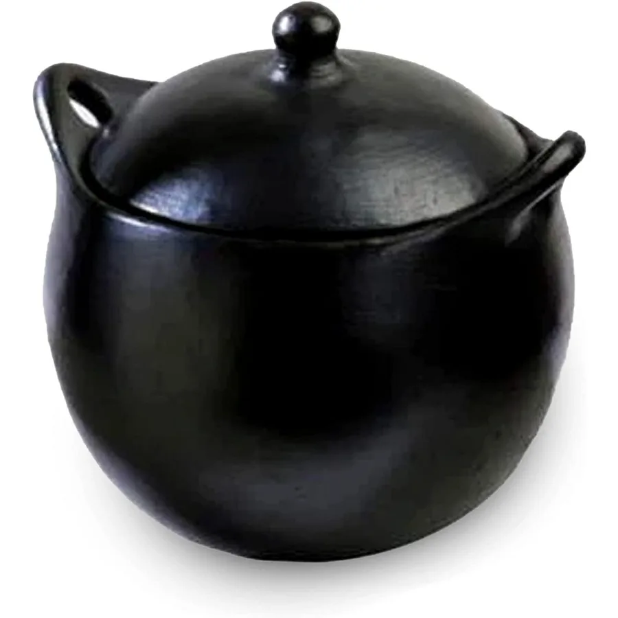 

Authentic Chamba Soup Bean Pot w Cover Elegant AllNatural Black Clay Dutch Oven for Slow Even Cooking Stovetop Oven Safe Earthe