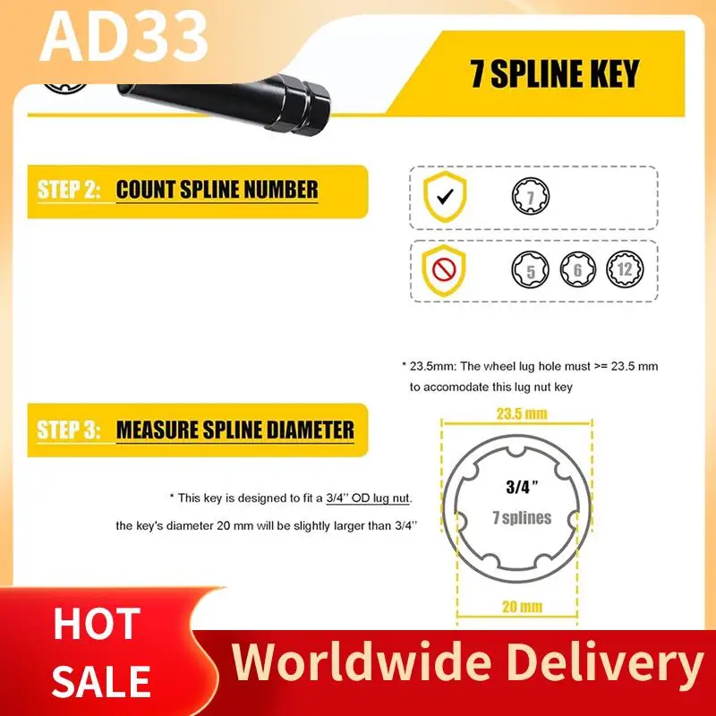 

Top Deals 7 Spline Lug Nut Key 6 Spline Lug Nut Socket Removal Tool, 2 PCS Dual Hex Drive Aftermarket Wheel Lock Key Replacement