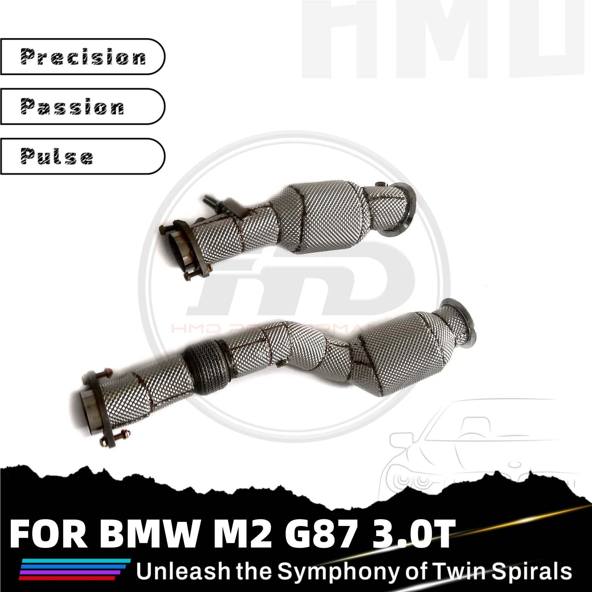 

Высокопроизводительный каталитический даунпайп HMD для BMW M2 G87 3.0T с теплозащитным экраном, нержавеющая сталь SS304, детали выхлопной системы, установка Plug and Play