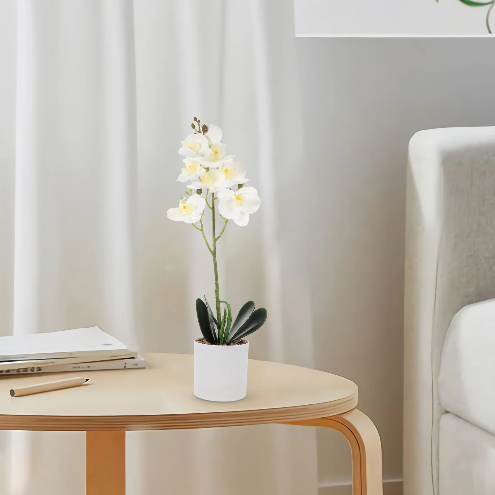 

Fake Phalaenopsis Orchid Bonsai Potted Plant Decoration Simulation Artificial Flower Pot Lightweight for Home Office