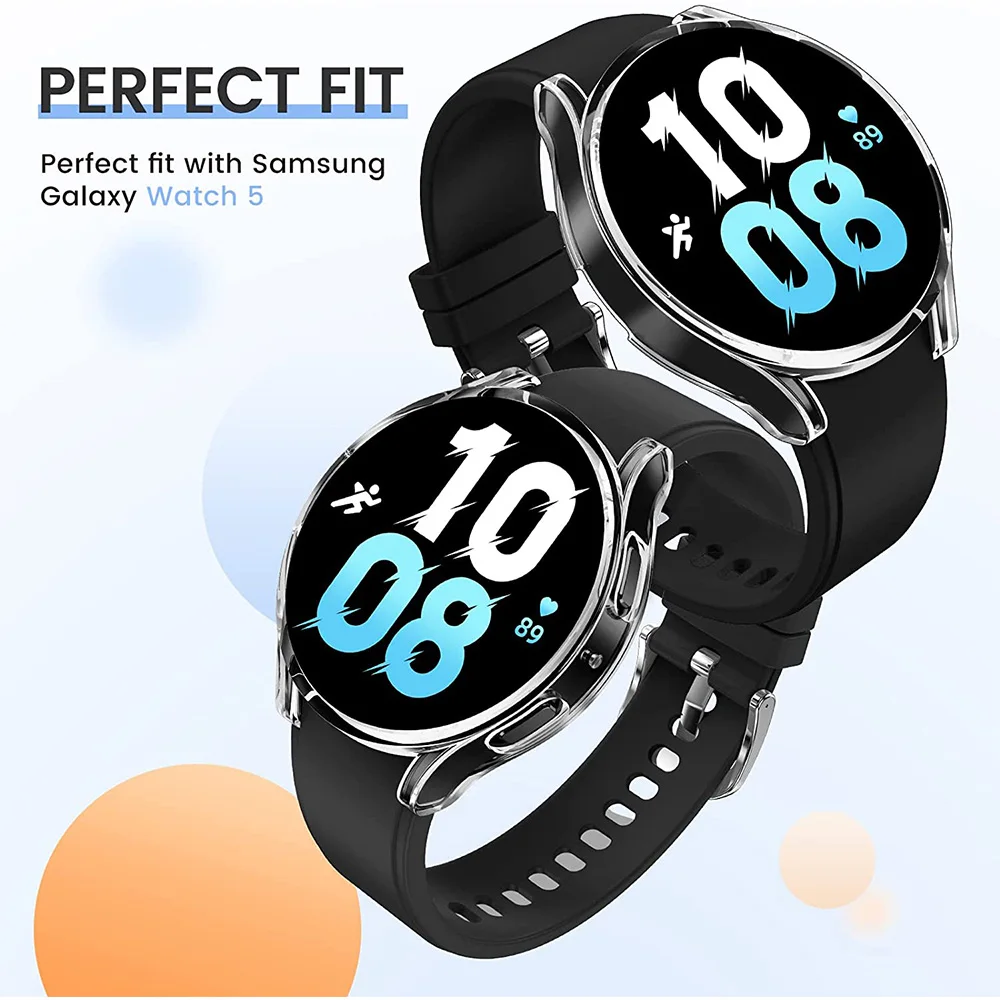 Protector Case For Samsung Galaxy Watch 4 5 6 7 40mm 44mm Cover Coverage Silicone TPU Bumper Screen Protection Full Accessories