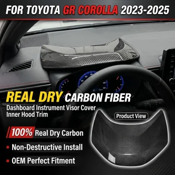 For Toyota GR Corolla 2023 2024 2025 Speedometer Instrument Cluster Upper Cover Real Dry Carbon Fiber Trim