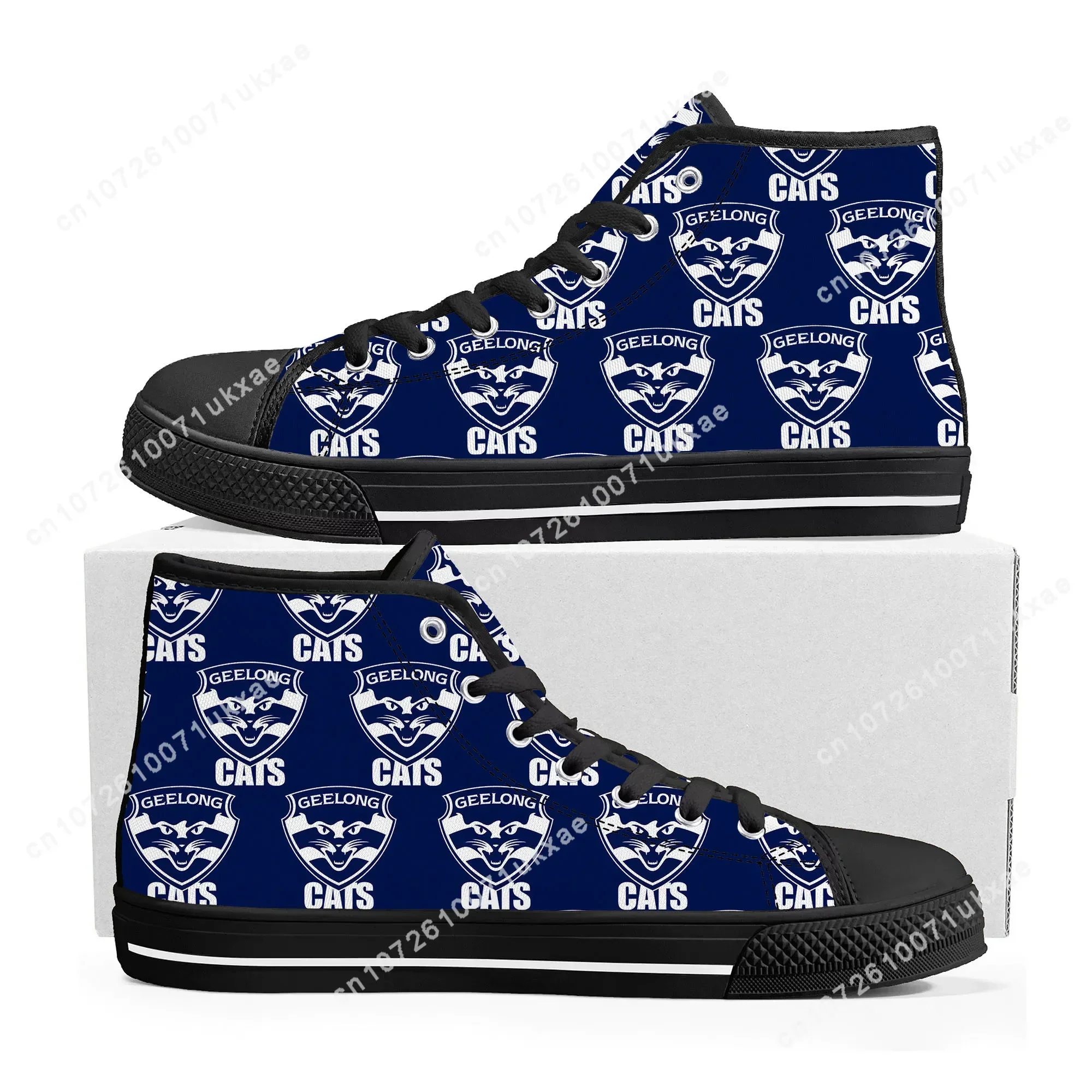 Geelong Cats Australian Football High Top Sneakers para homens e mulheres, sapatos personalizados, tênis de lona casual para adolescente, alta qualidade