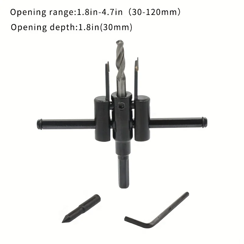 1pc, Hole Drilling Ring Saw,12/20/30cm, Adjustable Blade For Cutting Holes On Wood, Wireless Woodworking Tool Kit, DIY Tools view 3