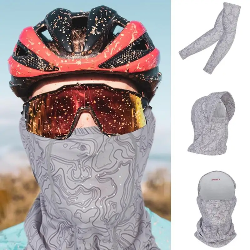 Sun UV Protection Long Gloves Riding Mask Full Face Protector Cover Ice Silk Cool Sun Protection Driving Arm Sleeves Covers