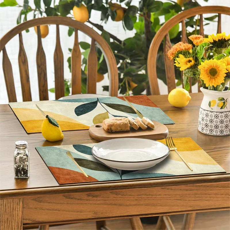 VIKAMA 4-Piece Geometric Floral Art Placemats Nordic-Style Table Mats Home Café Decor Instagram-Worthy Home Accents - view 2