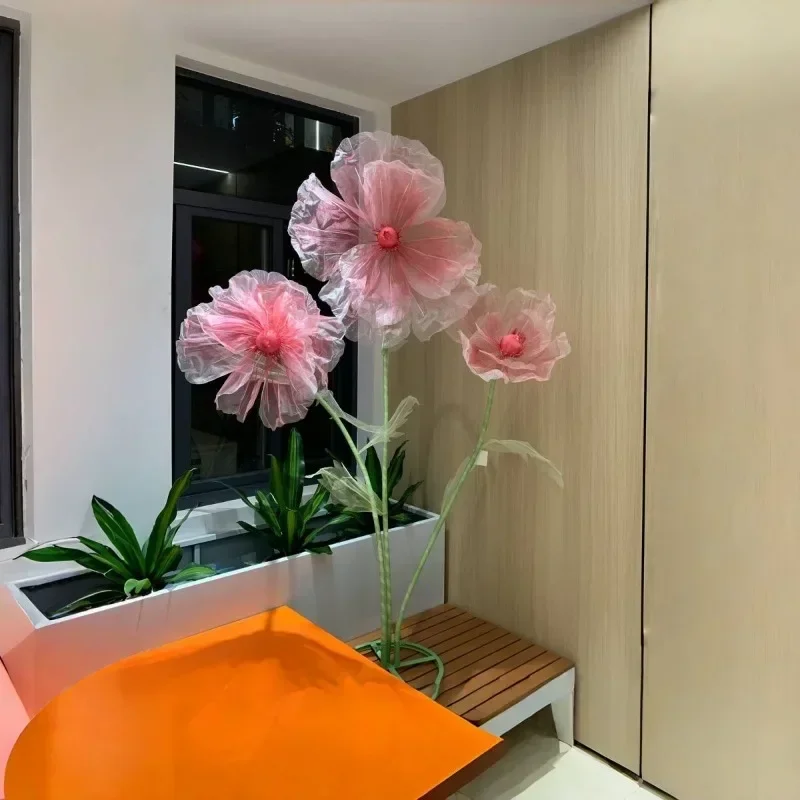 Wedding Decor Props 190cm Artificial Poppy Flowers Road Lead Flower Silk Yarn Flower Garden Decoration Window Display Home Decor