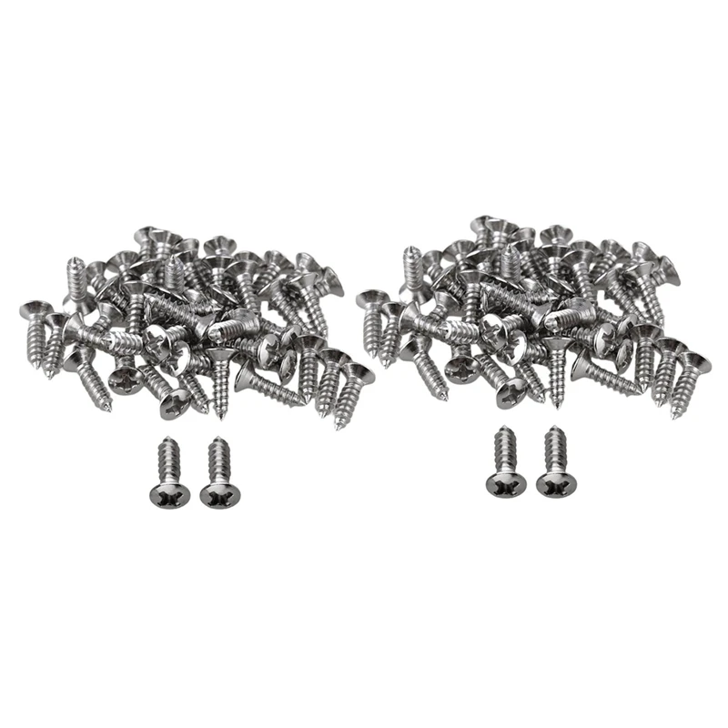 

A61P 100X Guitar Bass Screws Parts For Scratchplates Pickguard, Silver