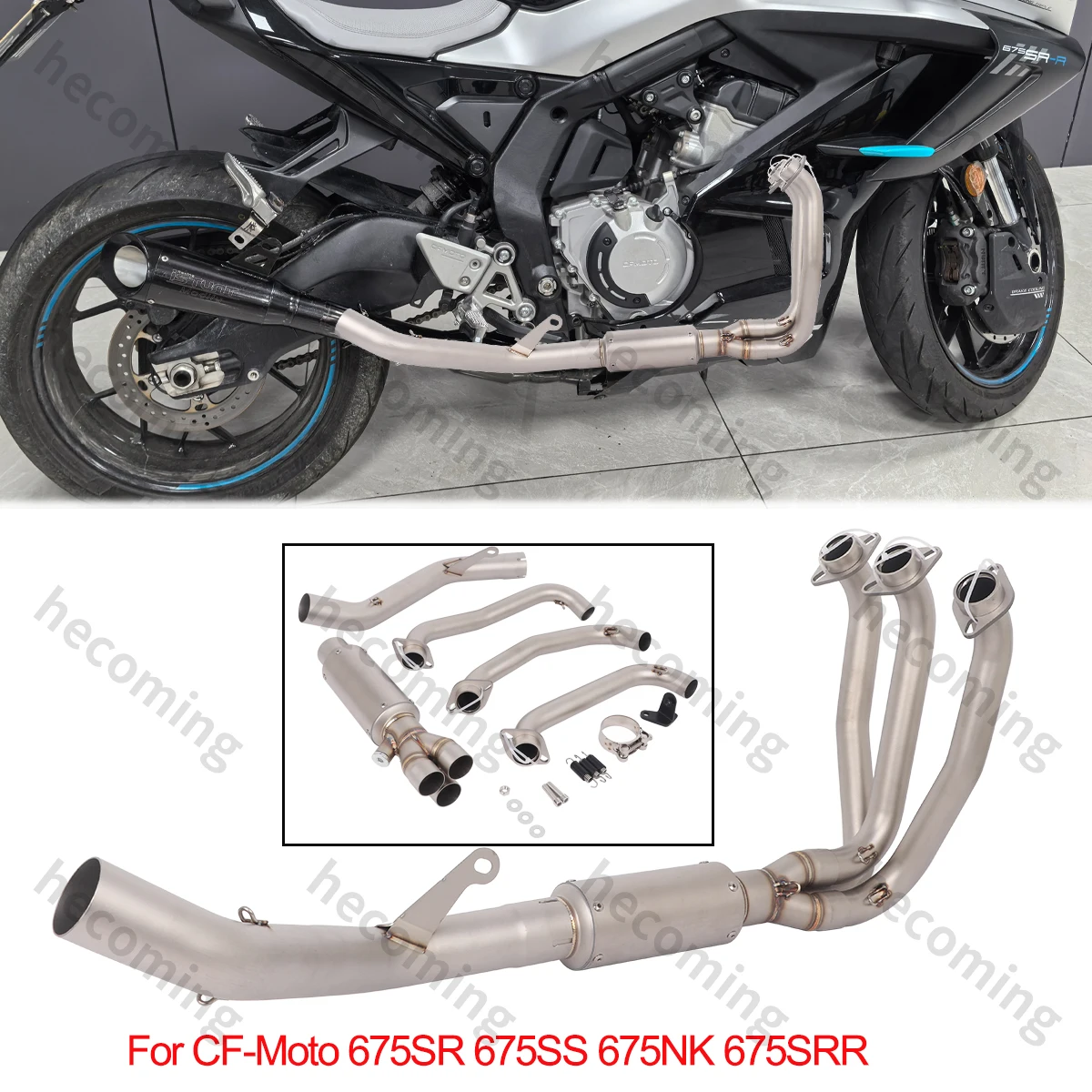 

Exhaust Front Link Pipe Slip On For CF-Moto 675NK 675SS 675SR-R 2024 2025 Muffler Header Link Front Pipe 675srr Exhaust