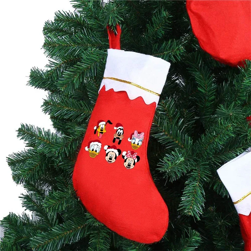 Mickey Mouse Disney Christmas Stockings Sack Xmas Gift Candy Bag Xmas Decoration for Home New Year Sock Christmas Tree Decor