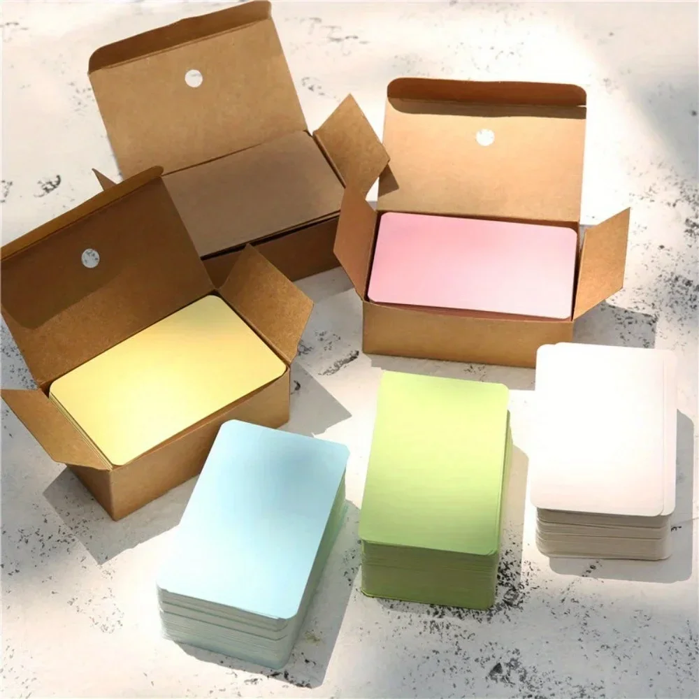 100Pcs/box Kraft Paper Card Color Blank Business Card Message Thank You Card Writing Card Label Bookmark Learning Card