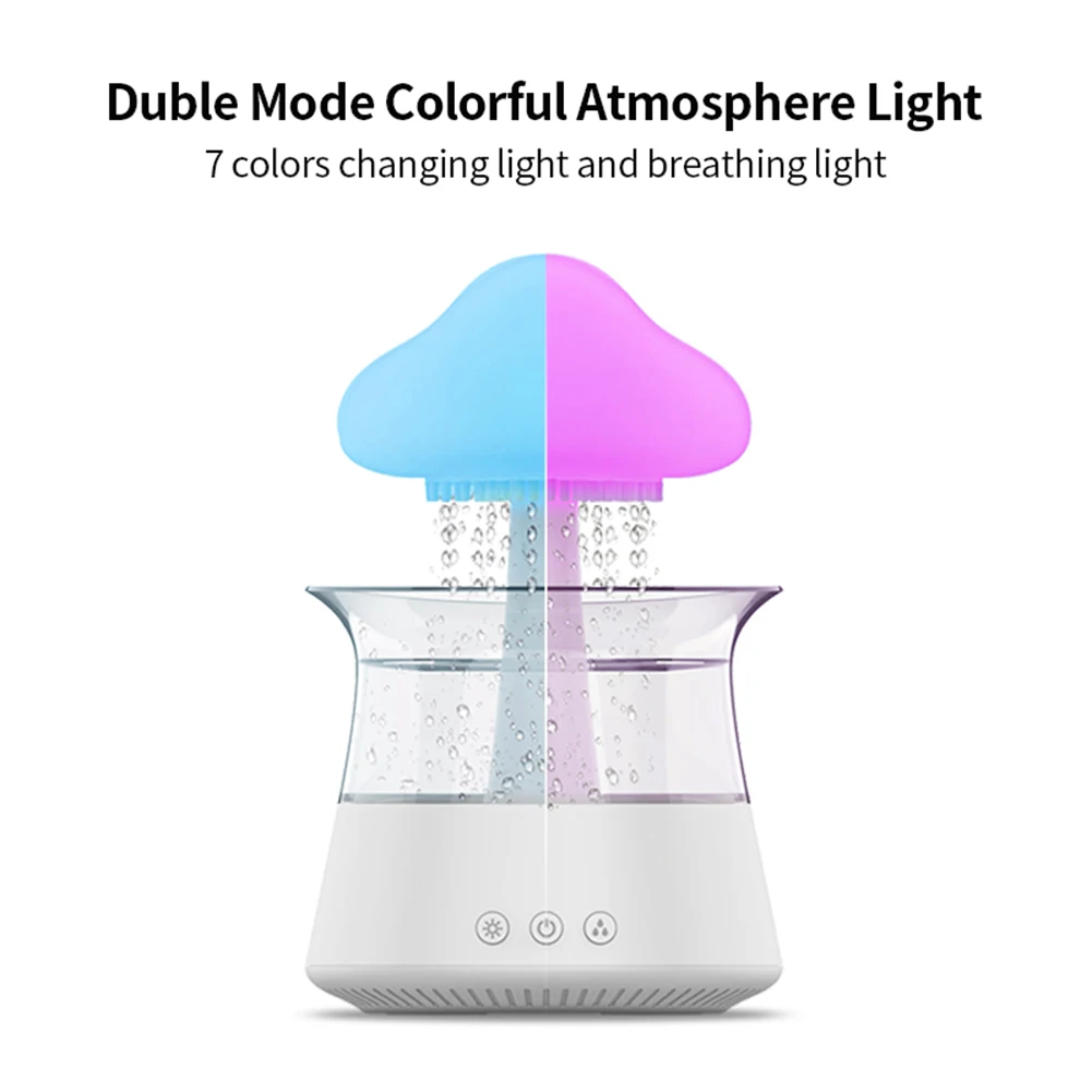 Mushroom Rain Mist Maker Fogger Colorful Night Light Electric Aroma Diffuser Moisturize Skin Home Decor for Friends Family Gifts